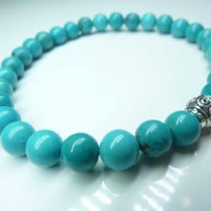 Bracelet Turquoise - perles rondes 6 mm