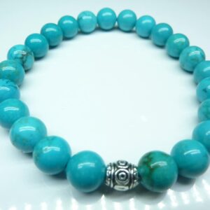 Bracelet Turquoise - perles rondes 8 mm