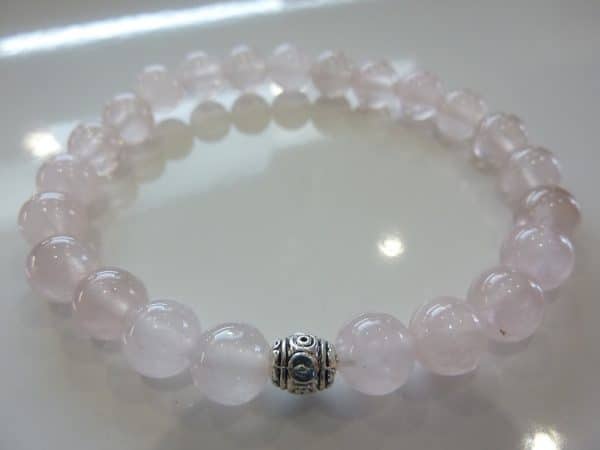 Bracelet Quartz rose - Perles rondes 8mm