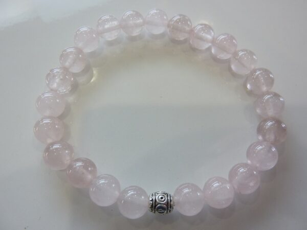 Bracelet Quartz rose - Perles rondes 8mm