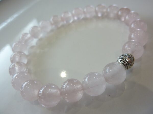 Bracelet Quartz rose - Perles rondes 8mm