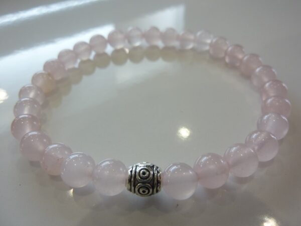 Bracelet Quartz rose - Perles rondes 6mm