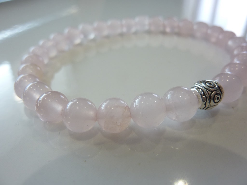 Bracelet Quartz rose - Perles rondes 6mm