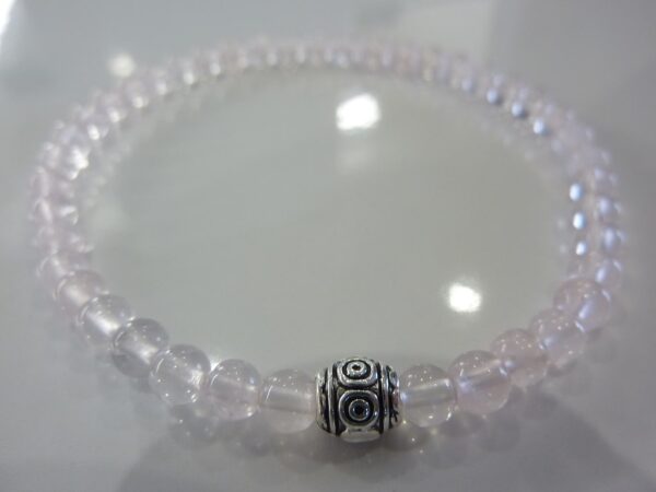 Bracelet Quartz rose - Perles rondes 4mm