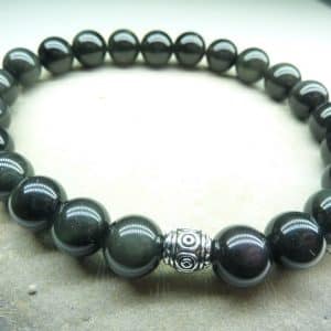 Bracelet Obsidienne oeil céleste - Perles rondes 8 mm