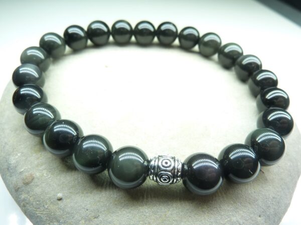 Bracelet Obsidienne oeil céleste - Perles rondes 8 mm