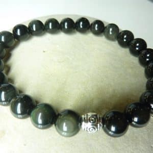 Bracelet Obsidienne oeil céleste en perles rondes 8 mm