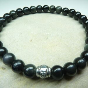 Bracelet Obsidienne oeil céleste en perles rondes 6 mm