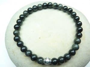 Bracelet Obsidienne oeil céleste - Perles rondes 6 mm