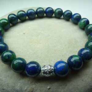 Bracelet Azurite Malachite en perles rondes 8 mm