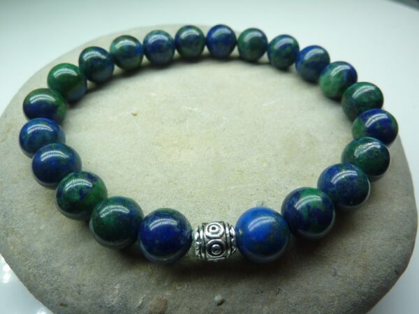 Bracelet Azurite Malachite en perles rondes 8 mm