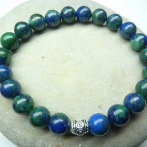 Bracelet Azurite Malachite - Perles rondes 8 mm
