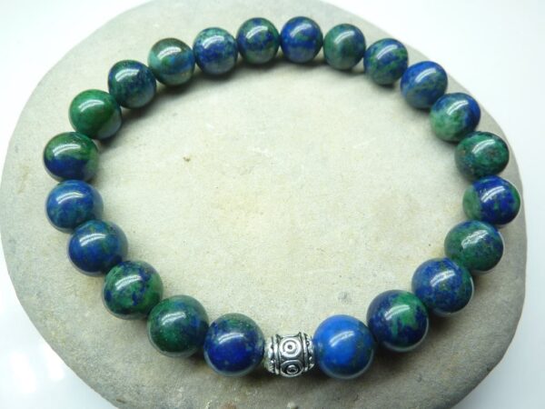 Bracelet Azurite Malachite - Perles rondes 8 mm