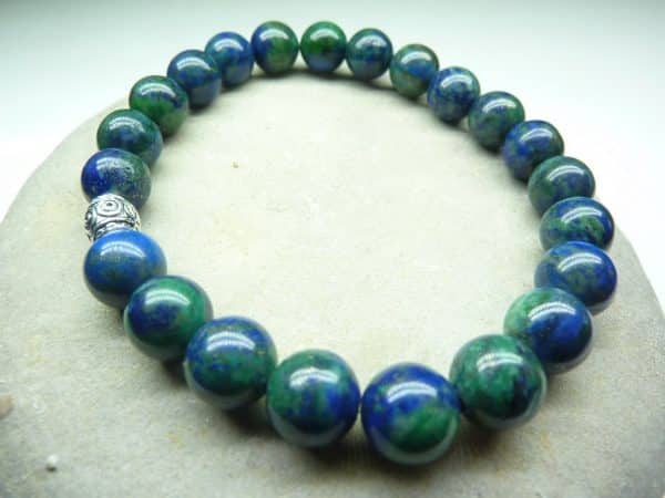 Bracelet Azurite Malachite en perles rondes 8 mm