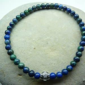 Bracelet Azurite Malachite en perles rondes 4 mm