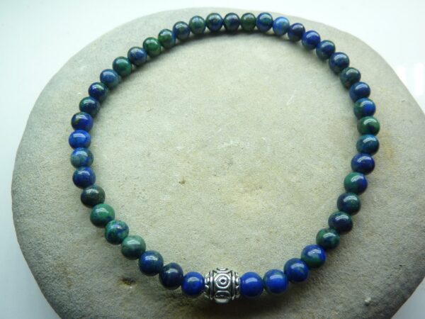 Bracelet Azurite Malachite en perles rondes 4 mm
