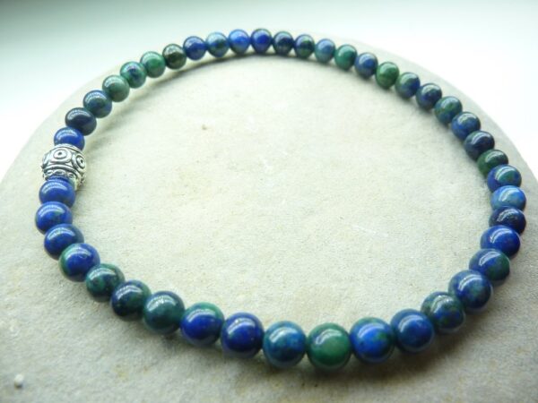 Bracelet Azurite Malachite en perles rondes 4 mm