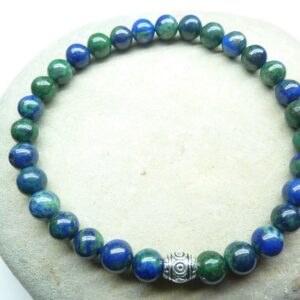 Bracelet Azurite Malachite en perles rondes 6 mm