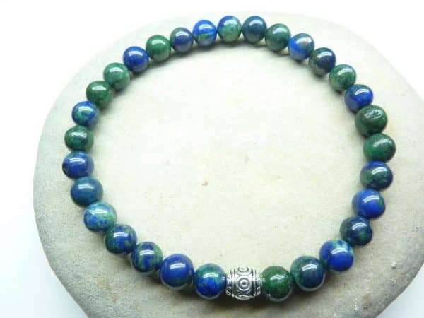Bracelet Azurite Malachite en perles rondes 6 mm