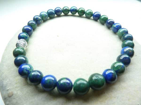 Bracelet Azurite Malachite en perles rondes 6 mm