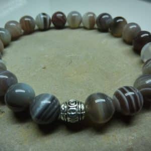 Bracelet Agate Botswana en perles rondes 8 mm