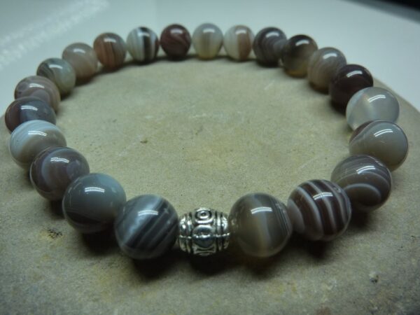 Bracelet Agate Botswana en perles rondes 8 mm