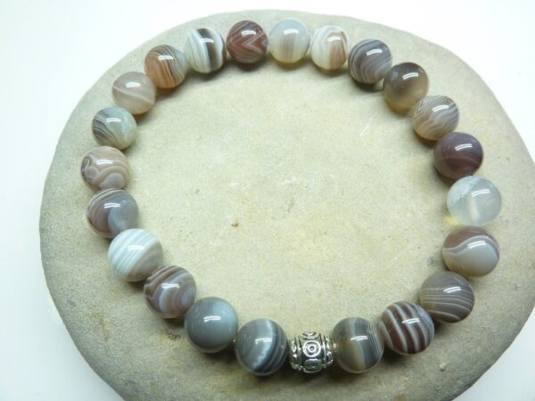 Bracelet Agate Botswana - Perles rondes 8 mm