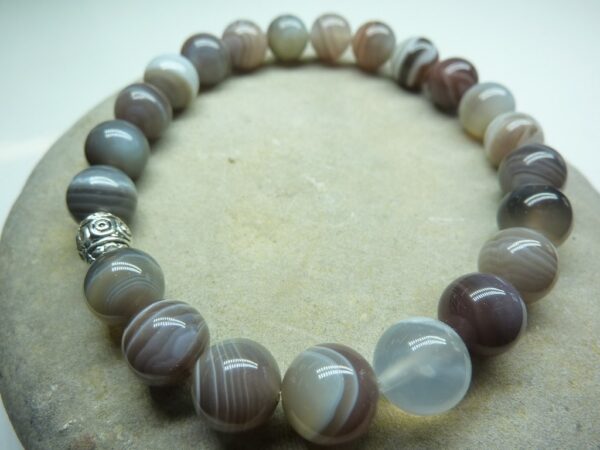 Bracelet Agate Botswana en perles rondes 8 mm