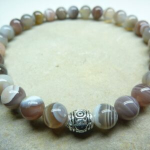 Bracelet Agate Botswana - Perles rondes 6 mm