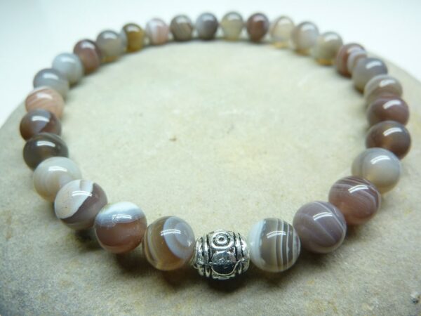 Bracelet Agate Botswana - Perles rondes 6 mm