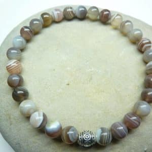 Bracelet Agate Botswana en perles rondes 6 mm