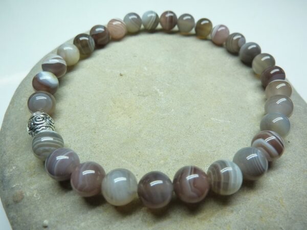 Bracelet Agate Botswana en perles rondes 6 mm