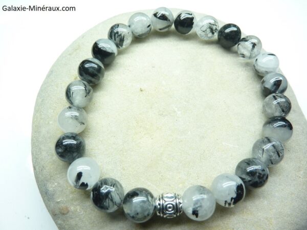 Bracelet Quartz tourmaliné en perles rondes 8 mm