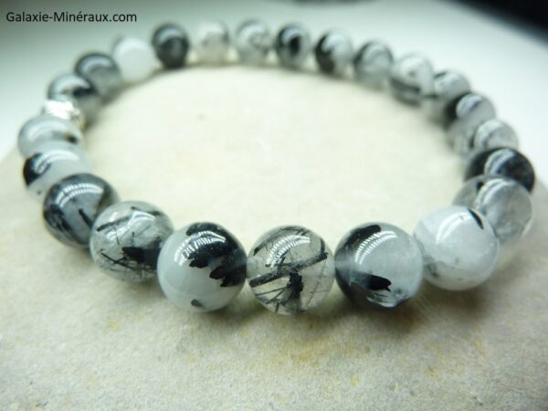 Bracelet Quartz tourmaliné en perles rondes 8 mm