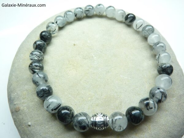 Bracelet Quartz tourmaliné - Perles rondes 6 mm