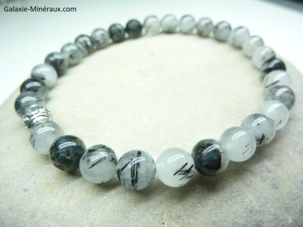 Bracelet Quartz tourmaliné en perles rondes 6 mm