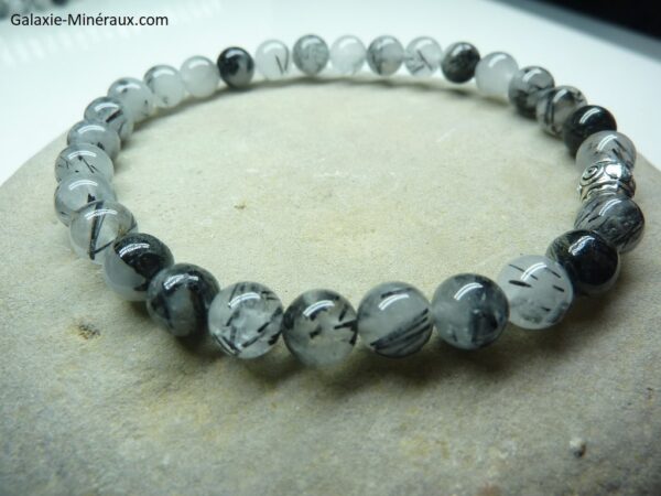 Bracelet Quartz tourmaliné en perles rondes 6 mm