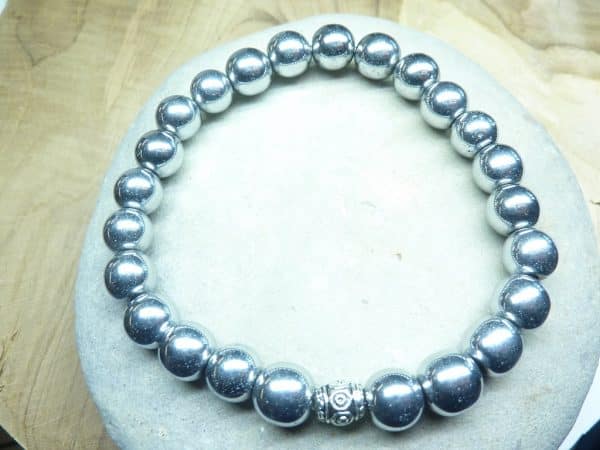 Bracelet Hématite en perles rondes 8 mm