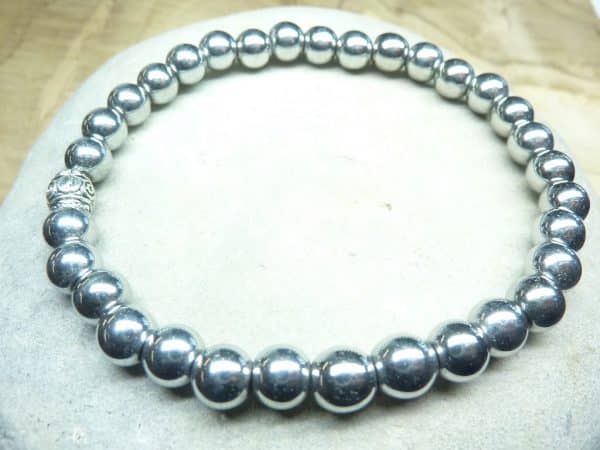 Bracelet Hématite en perles rondes 6 mm