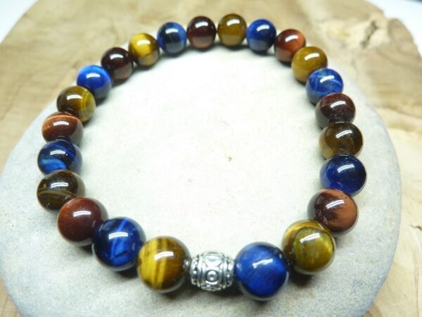 Bracelet triple œil : Tigre, Taureau, Faucon 8mm