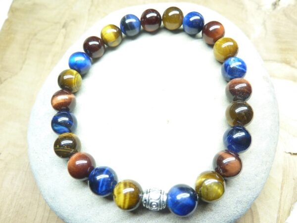 Bracelet triple œil : Tigre, Taureau, Faucon 8mm