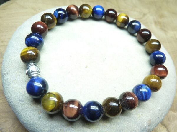 Bracelet triple œil : Tigre, Taureau, Faucon 8mm