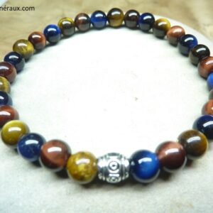 Bracelet triple œil : Tigre, Taureau, Faucon 6mm