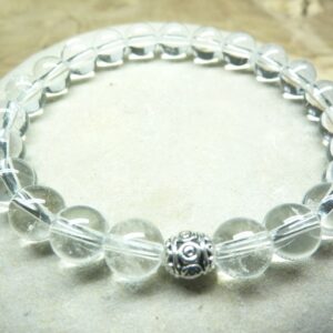 Bracelet cristal de roche - perles rondes 8 mm