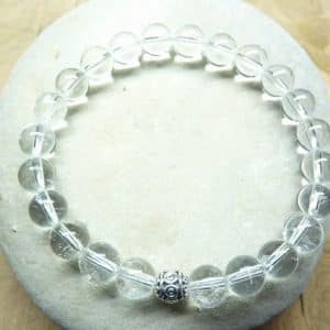 Bracelet cristal de roche - perles rondes 8 mm
