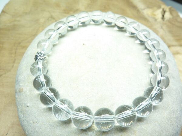 Bracelet cristal de roche - perles rondes 8 mm