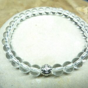 Bracelet cristal de roche - perles rondes 6 mm