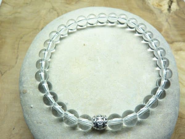 Bracelet cristal de roche - perles rondes 6 mm