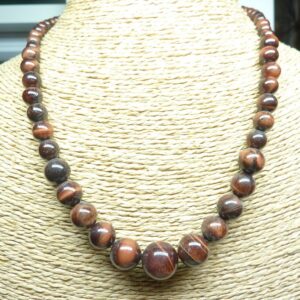 Collier Oeil de taureau - perles rondes 14-6 mm