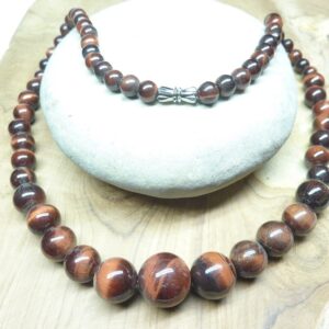 Collier Oeil de taureau - perles rondes 14-6 mm